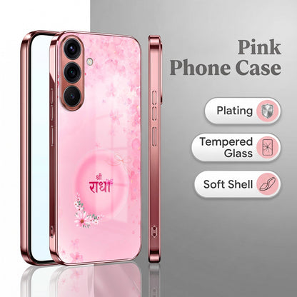 Samsung Galaxy A36 5G Luxury Shree Radha Pink Electroplated Glass Phone Back Case