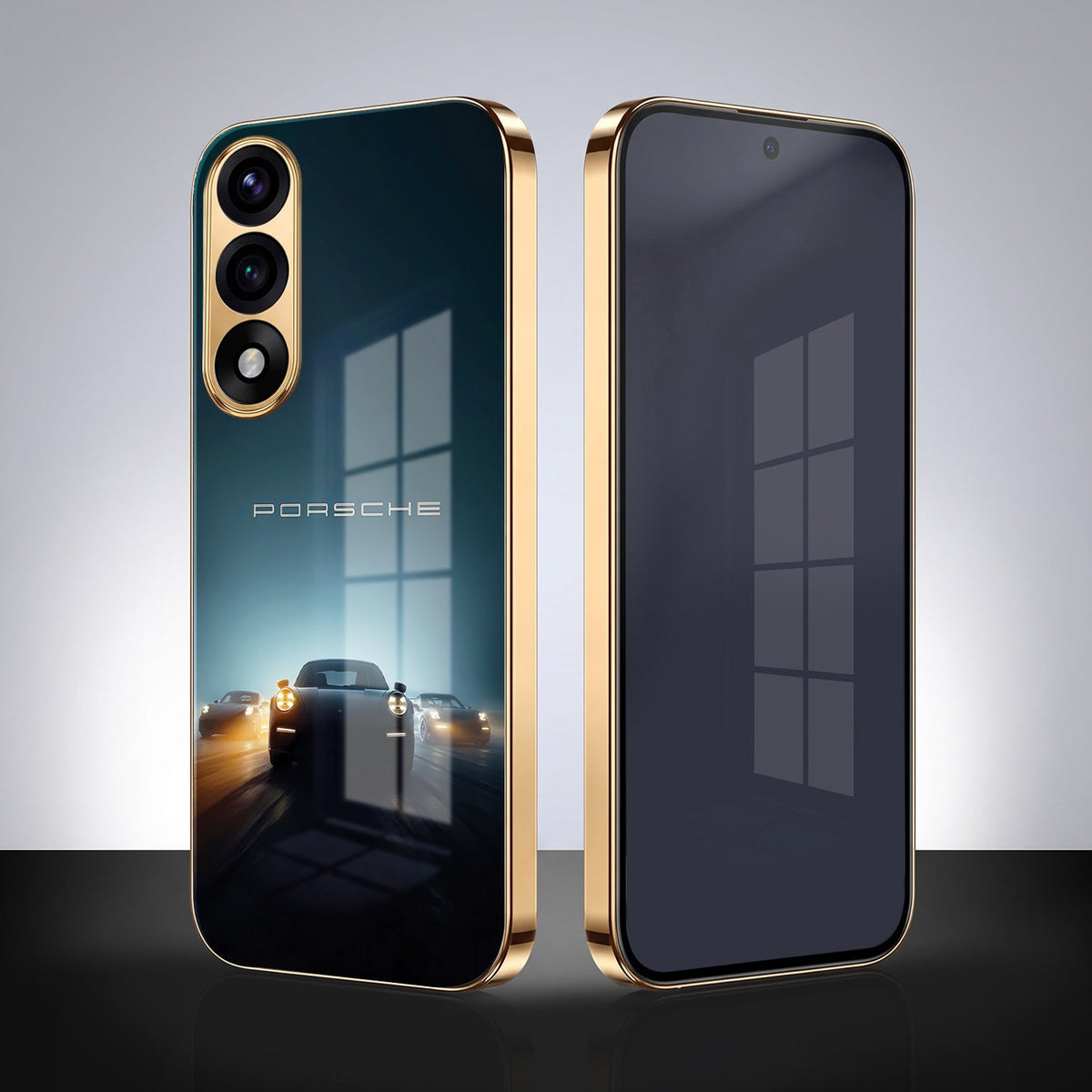 Oneplus Nord 5 5G Porsche Luxury Gold Electroplated Glass Phone Back Case