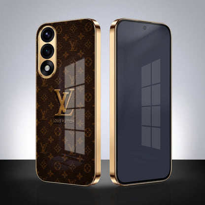 Oneplus Nord 5 5G LV Brown Monogram Gold Electroplated Glass Phone Back Case