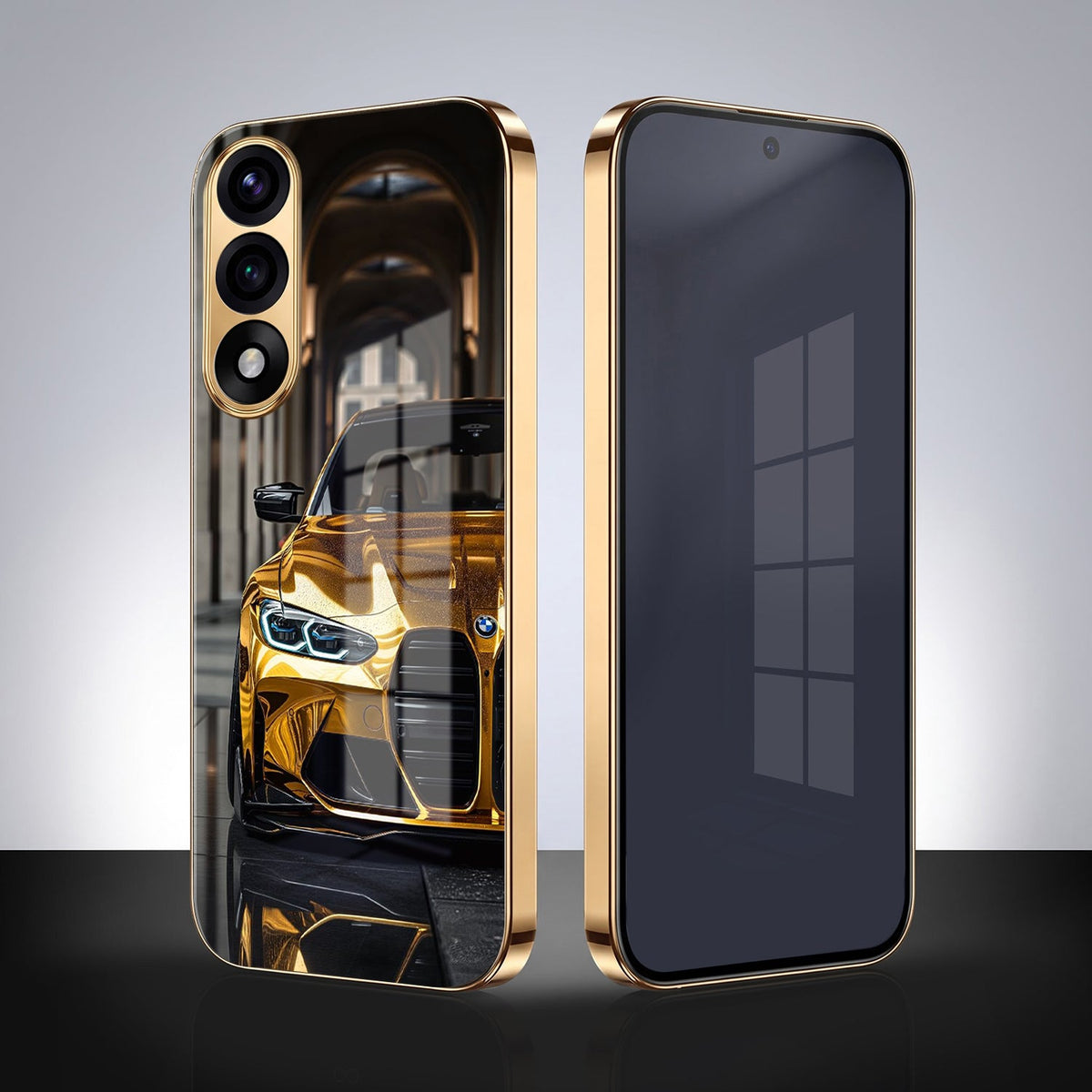 Oneplus Nord 5 5G Golden BMW Gold Electroplated Glass Phone Back Case