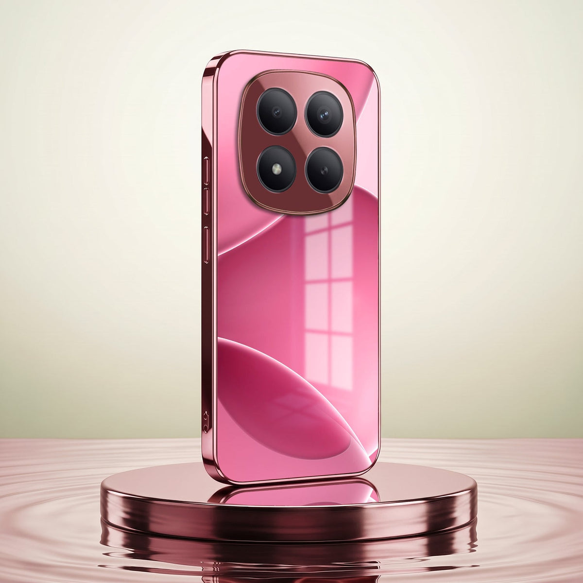 Redmi Note 15 Pro+ 5G Luxury Glossy Wave Pink Electroplated Glass Phone Back Case