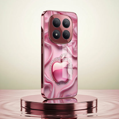 Redmi Note 15 Pro+ 5G Luxury Apple Logo Pink Electroplated Glass Phone Back Case