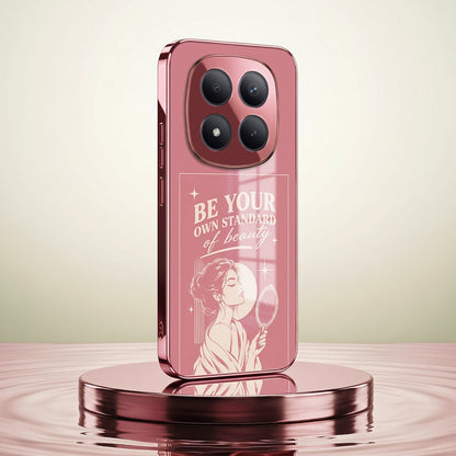 Redmi Note 15 Pro+ 5G Luxury Aesthetic Girl Pink Electroplated Glass Phone Back Case