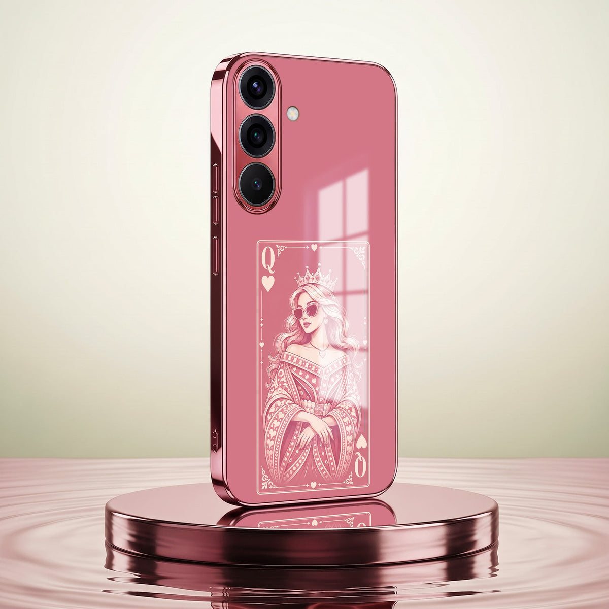 Samsung Galaxy A36 5G Luxury Royal Queen Pink Electroplated Glass Phone Back Case