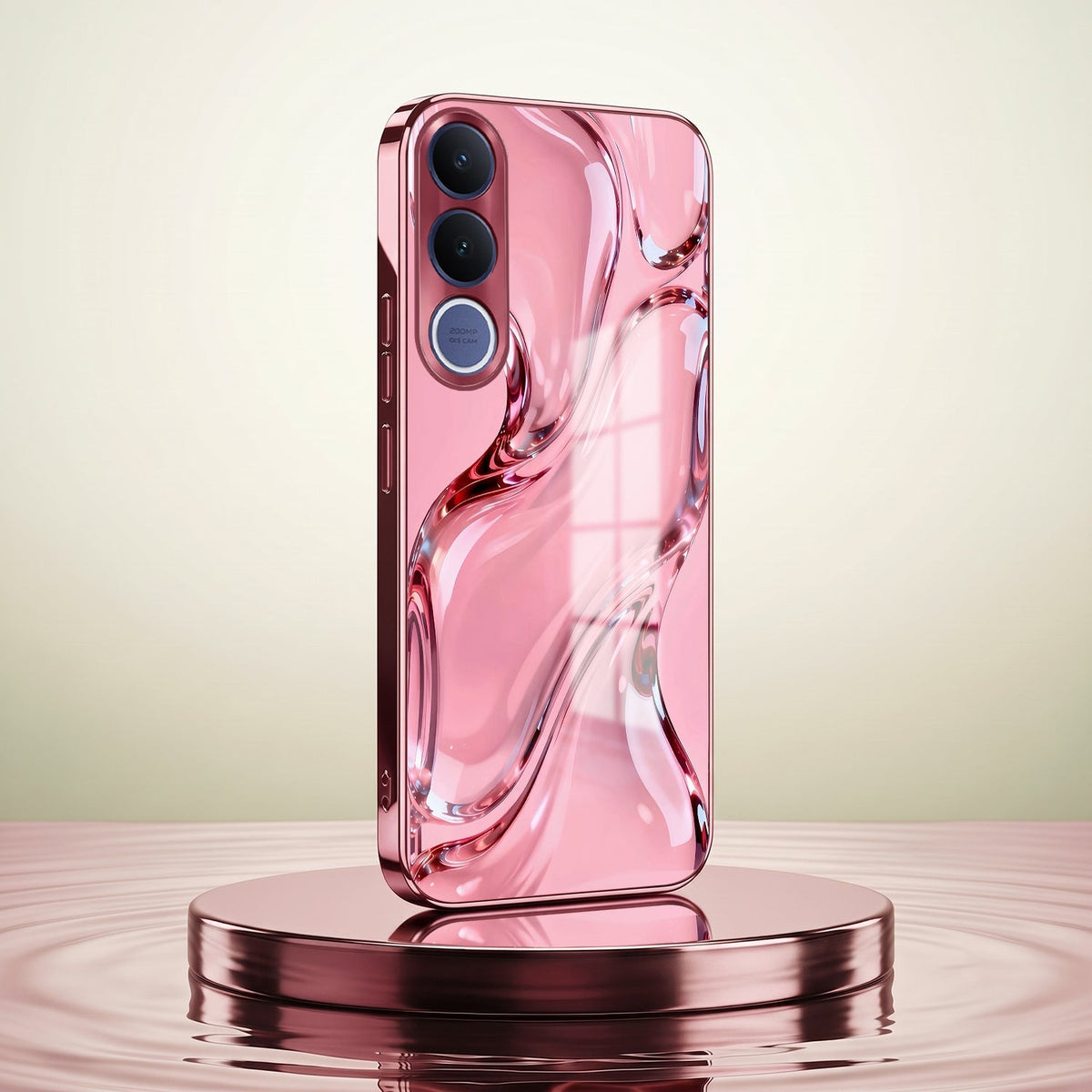 Vivo V70 FE 5G Crystal Wave Energy Pink Electroplated Glass Phone Back Case