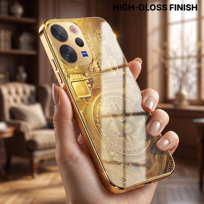 Vivo V70 5G Bitcoin Gold Electroplated Glass Phone Back Case