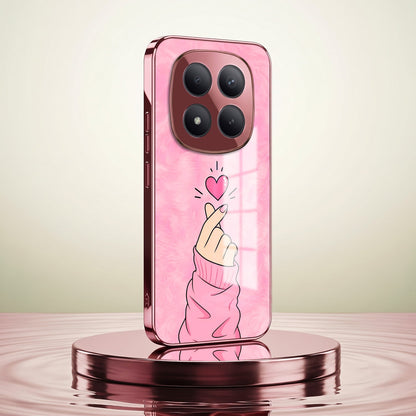Redmi Note 15 Pro+ 5G Luxury Heart Pink Electroplated Glass Phone Back Case
