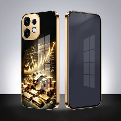 Oppo Reno 16 5G Luxury Wealth Trader Gold Electroplated Glass Phone Back Case