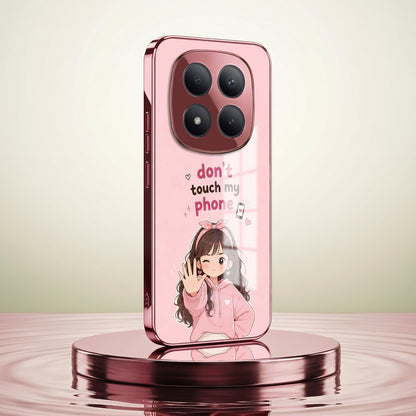 Redmi Note 15 Pro+ 5G Luxury Anime Girl Pink Electroplated Glass Phone Back Case