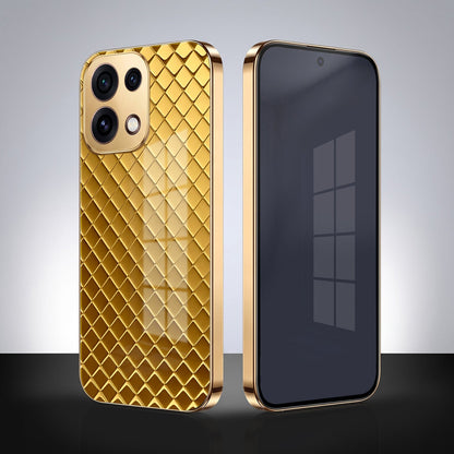 Oppo Reno 16C 5G  Golden Criss Cross Gold Electroplated Glass Phone Back Case