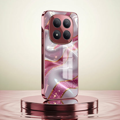 Redmi Note 15 Pro+ 5G Pearl Marble Pink Electroplated Glass Phone Back Case