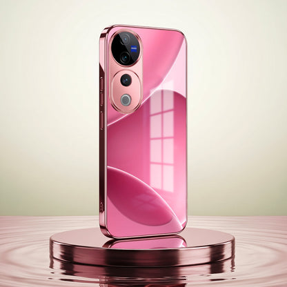 Vivo V40 Pro 5G Luxury Glossy Wave Pink Electroplated Glass Phone Back Case