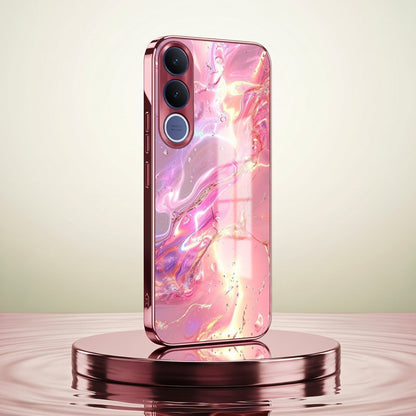 Vivo V70 FE 5G Pearl Aurora Pink Electroplated Glass Phone Back Case