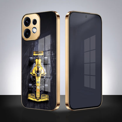 Oppo Reno 16 5G F1 Racing Car Gold Electroplated Glass Phone Back Case