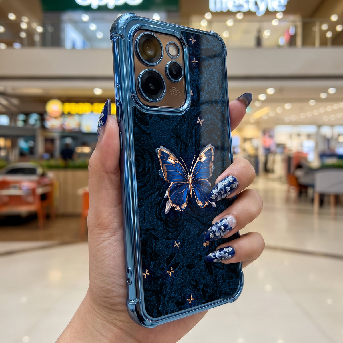 Oppo Reno 15 Pro Mini 5G Premium Golden Butterfly Airbags Printed Back Case