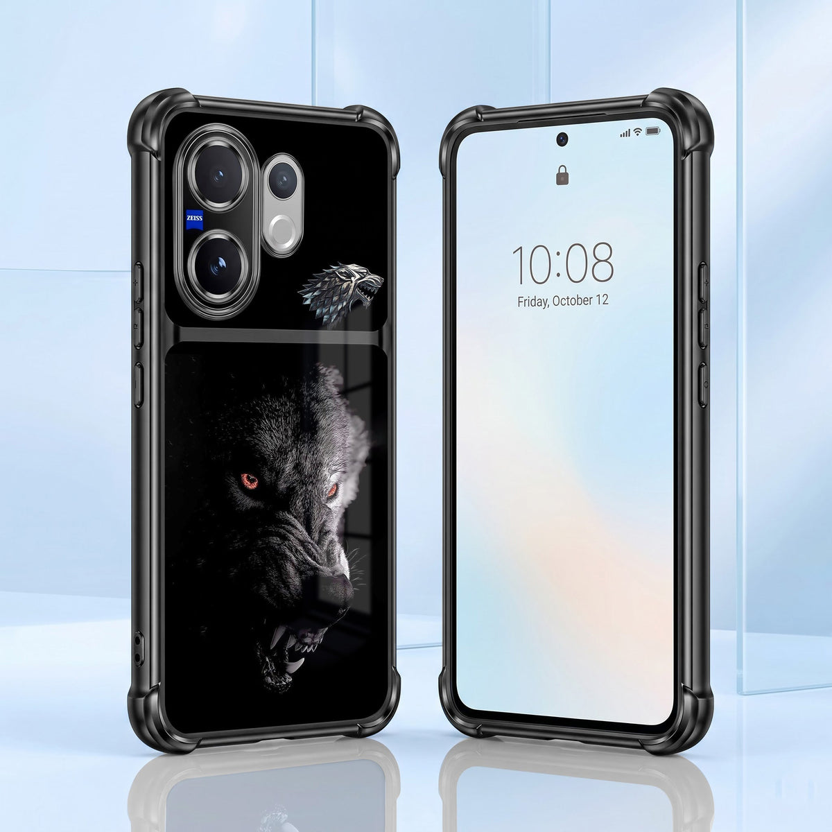 Vivo V60 5G Alpha Wolf Dual-Tone Transparent Black Airbags Case