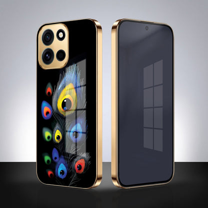 OnePlus Nord 6 5G Multi-Feather Peacock Gold Electroplated Glass Phone Back Case