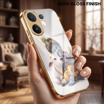 Vivo T4 Pro 5G Bal Krishna Blessings Gold Electroplated Glass Phone Back Case