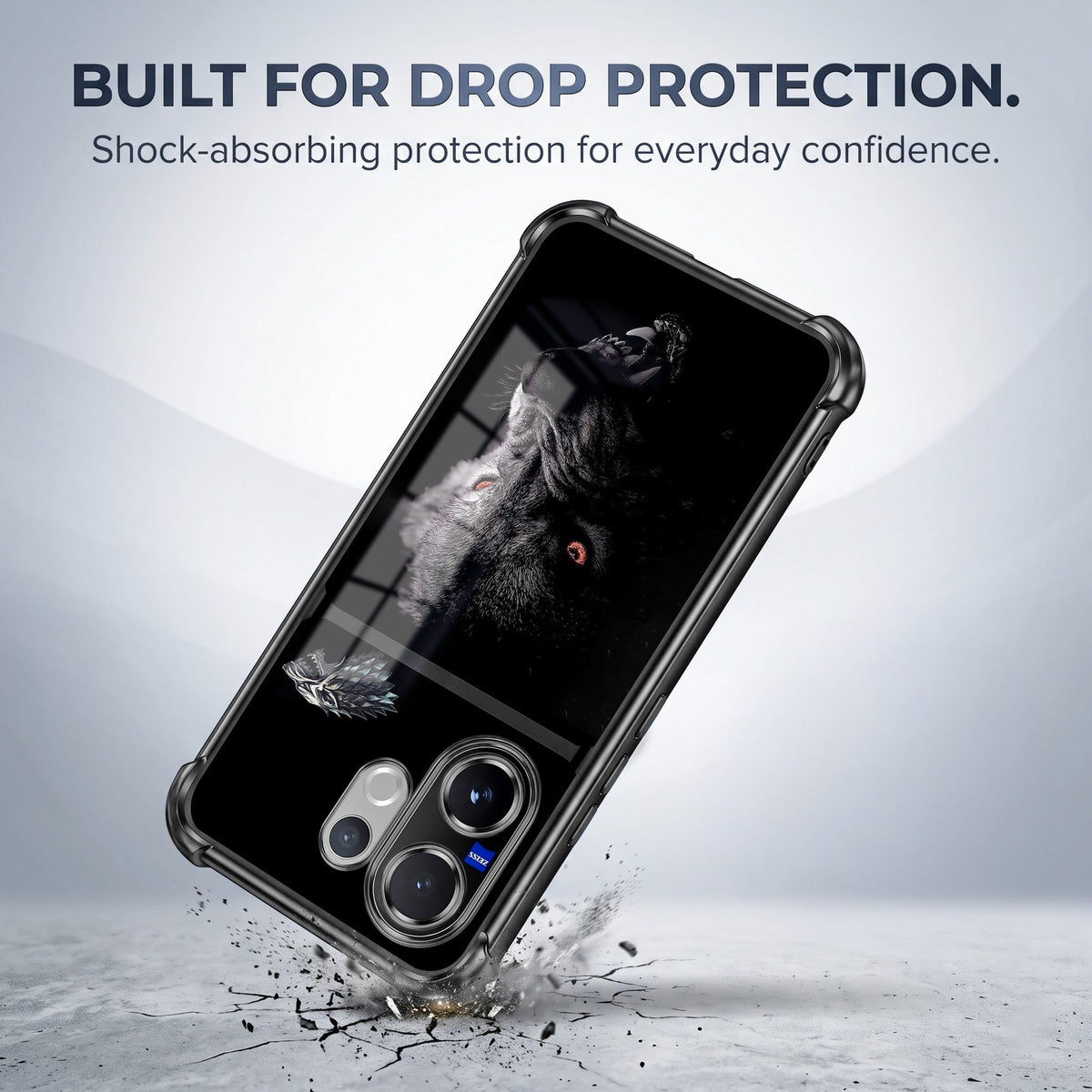 Vivo V60 5G Alpha Wolf Dual-Tone Transparent Black Airbags Case