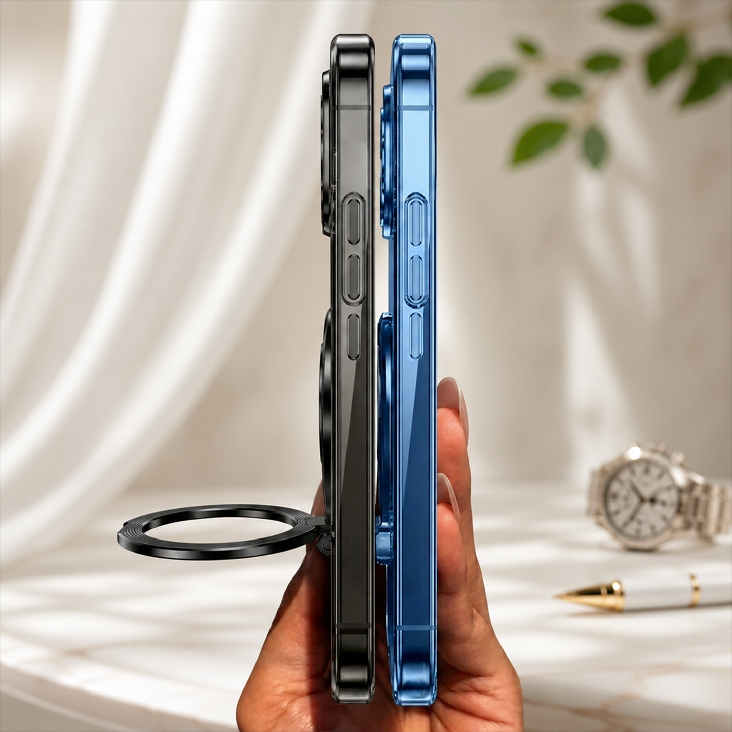 Vivo Y400 Pro 5G Luxury Four Corner Invincible Bracket Ring Stand Case