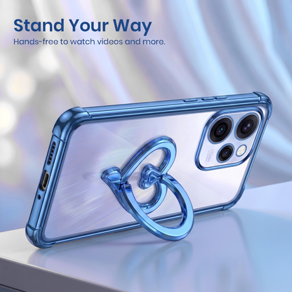 Oppo Reno 15 Pro Mini 5G Premium Heart Stand Transparent Shockproof Airbag Phone Case