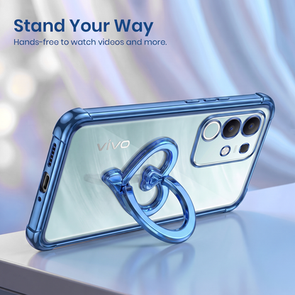 Vivo T4x 5G Premium Heart Stand Transparent Shockproof Airbag Phone Case