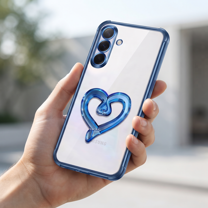 Samsung Galaxy A36 5G Premium Heart Stand Transparent Shockproof Airbag Phone Case