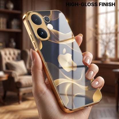 Vivo T4 Pro 5G Luxury Wave Gold Electroplated Glass Phone Back Case