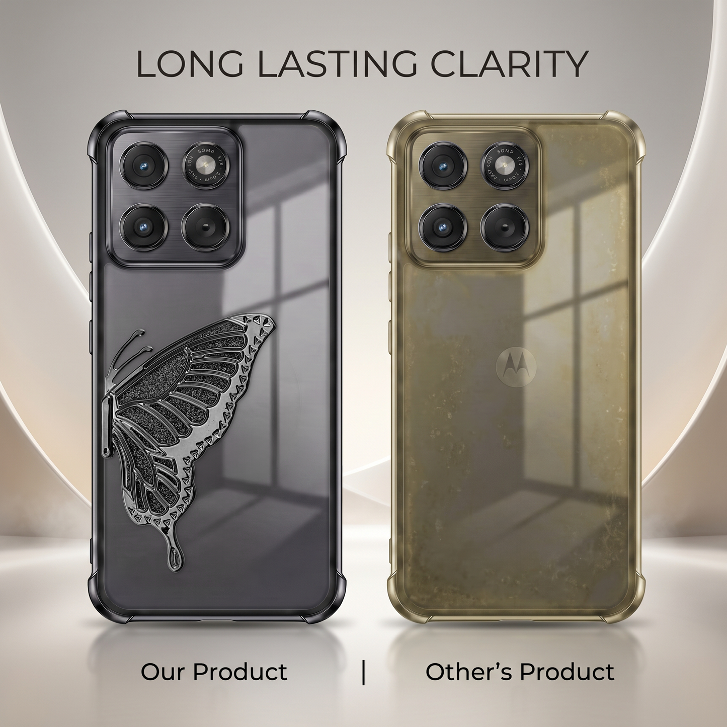 Motorola Edge 70 5G Premium Butterfly Glitter Stand Transparent Shockproof Airbag Phone Case