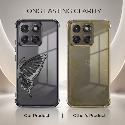 Motorola Edge 70 5G Premium Butterfly Glitter Stand Transparent Shockproof Airbag Phone Case