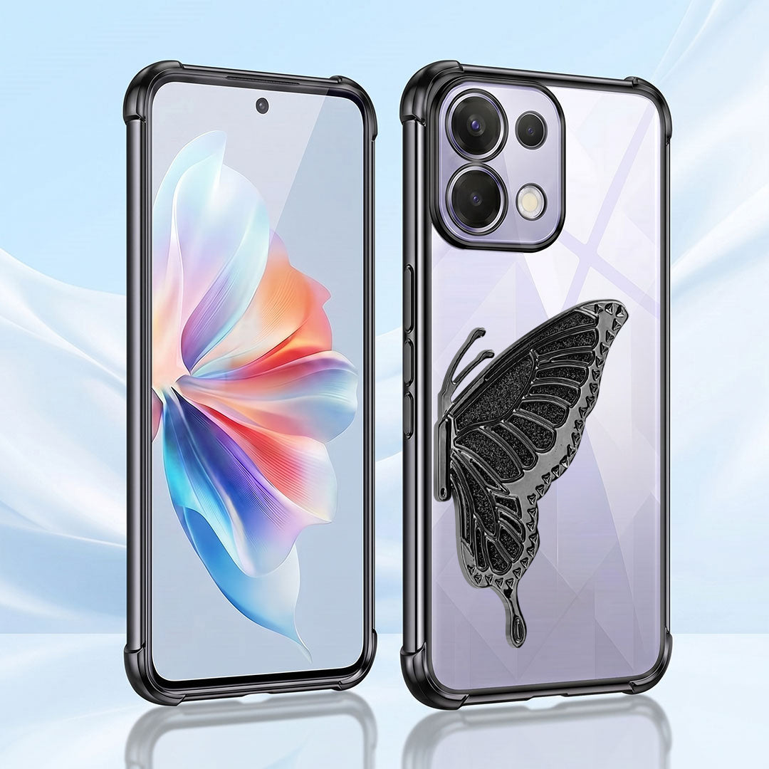 Oppo K13 5G Premium Butterfly Glitter Stand Transparent Shockproof Airbag Phone Case