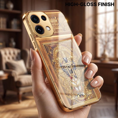 Oppo Reno 16C 5G Premium Heritage Gold Electroplated Glass Phone Back Case
