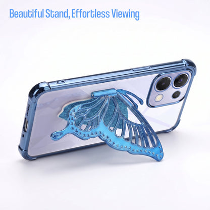 Oppo K13 5G Premium Butterfly Glitter Stand Transparent Shockproof Airbag Phone Case