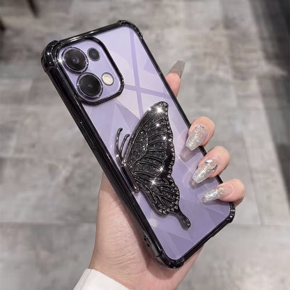 Oppo K13 5G Premium Butterfly Glitter Stand Transparent Shockproof Airbag Phone Case