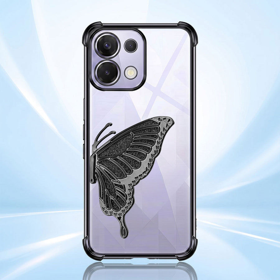 Oppo K13 5G Premium Butterfly Glitter Stand Transparent Shockproof Airbag Phone Case