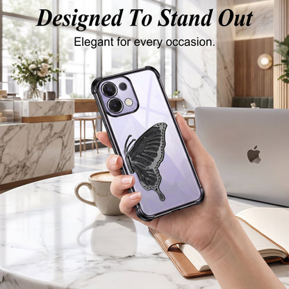 Oppo K13 5G Premium Butterfly Glitter Stand Transparent Shockproof Airbag Phone Case