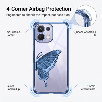 Oppo K13 5G Premium Butterfly Glitter Stand Transparent Shockproof Airbag Phone Case