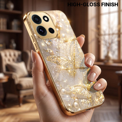 OnePlus Nord 6 5G Golden Butterfly Gold Electroplated Glass Phone Back Case