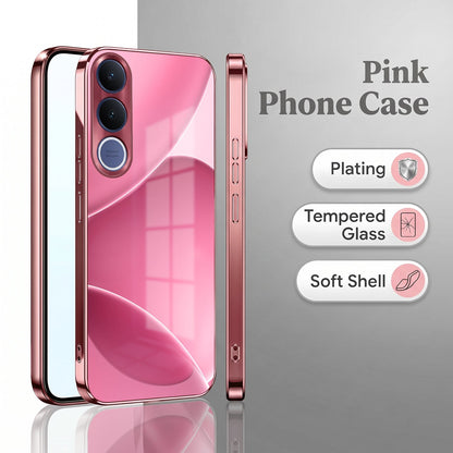 Vivo V70 FE 5G Luxury Glossy Wave Pink Electroplated Glass Phone Back Case