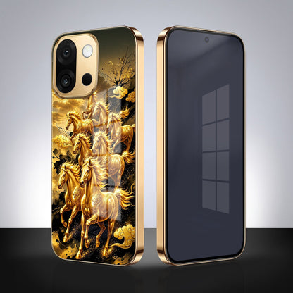 OnePlus 13s 5G Horses Royal Glory Gold Electroplated Glass Phone Back Case