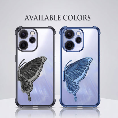 Oppo Reno 15 Pro Mini 5G Premium Butterfly Glitter Stand Transparent Shockproof Airbag Phone Case