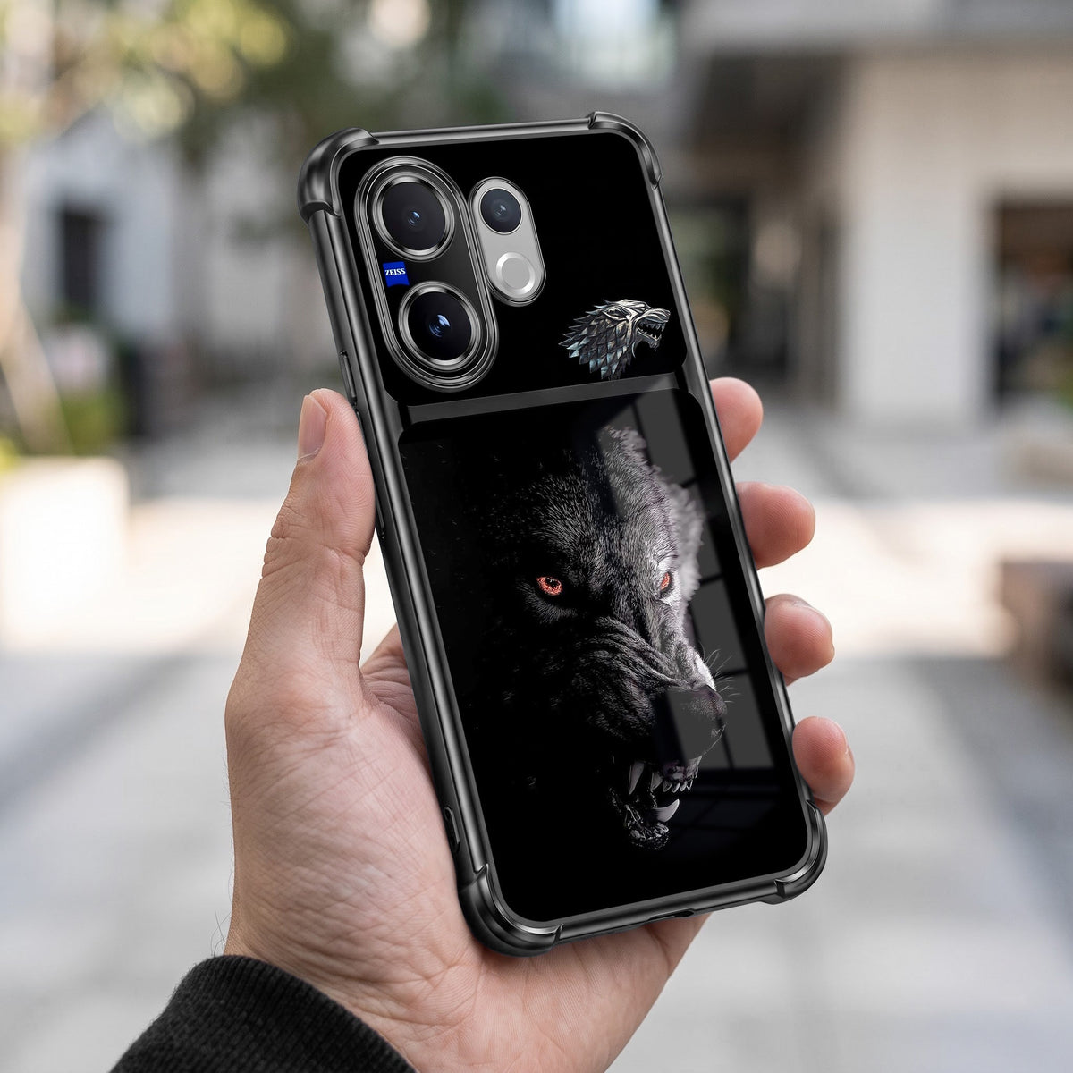 Vivo V60 5G Alpha Wolf Dual-Tone Transparent Black Airbags Case