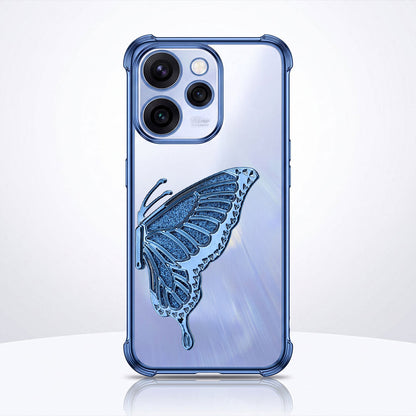 Oppo Reno 15 Pro Mini 5G Premium Butterfly Glitter Stand Transparent Shockproof Airbag Phone Case