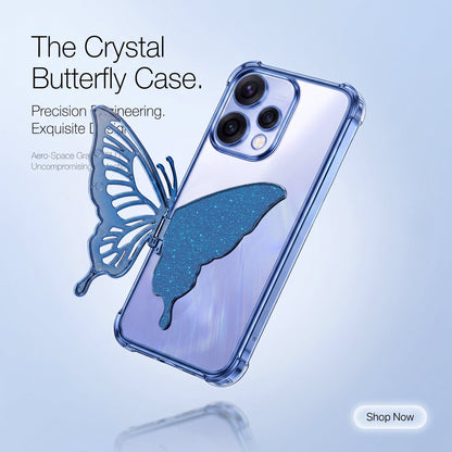 Oppo Reno 15 5G Premium Butterfly Glitter Stand Transparent Shockproof Airbag Phone Case