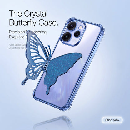 Oppo Reno 15 Pro Mini 5G Premium Butterfly Glitter Stand Transparent Shockproof Airbag Phone Case