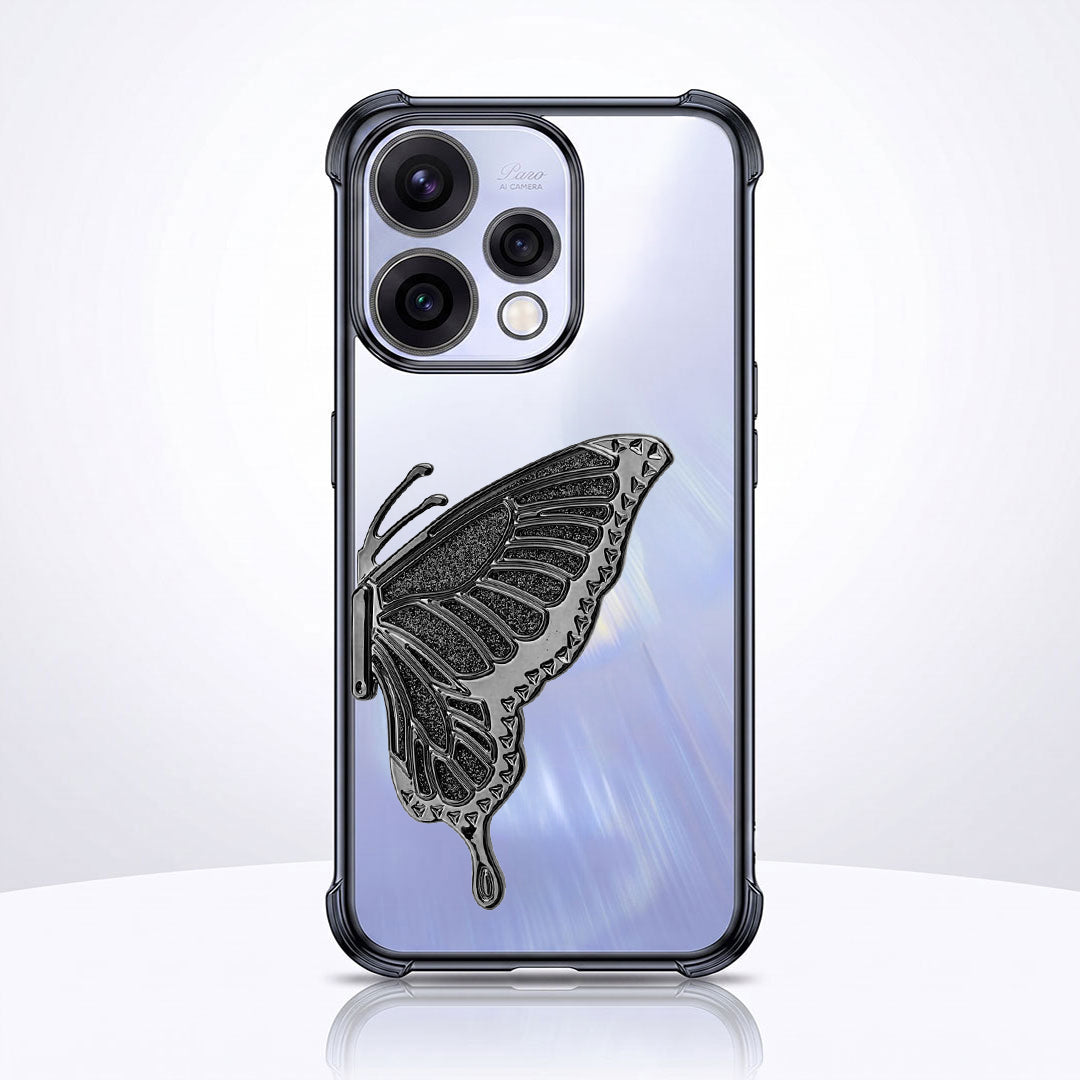 Oppo Reno 15 5G Premium Butterfly Glitter Stand Transparent Shockproof Airbag Phone Case