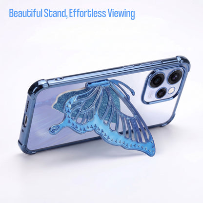 Oppo Reno 15 Pro Mini 5G Premium Butterfly Glitter Stand Transparent Shockproof Airbag Phone Case