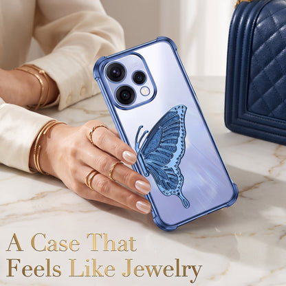 Oppo Reno 15 5G Premium Butterfly Glitter Stand Transparent Shockproof Airbag Phone Case
