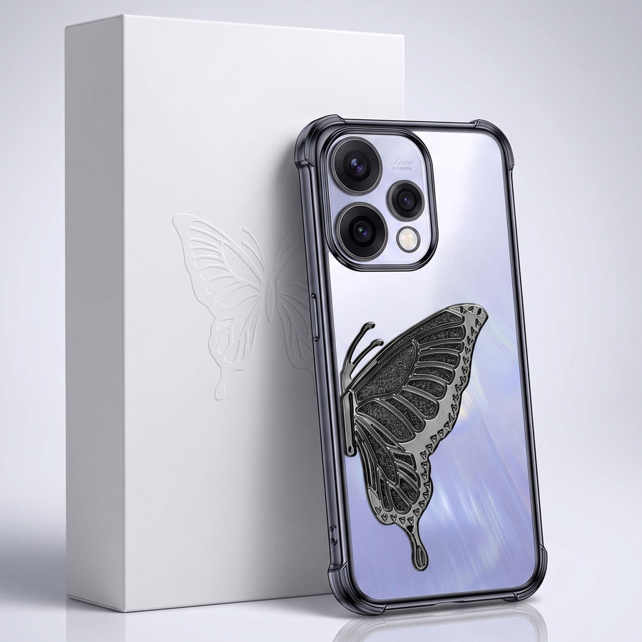 Oppo Reno 15 5G Premium Butterfly Glitter Stand Transparent Shockproof Airbag Phone Case
