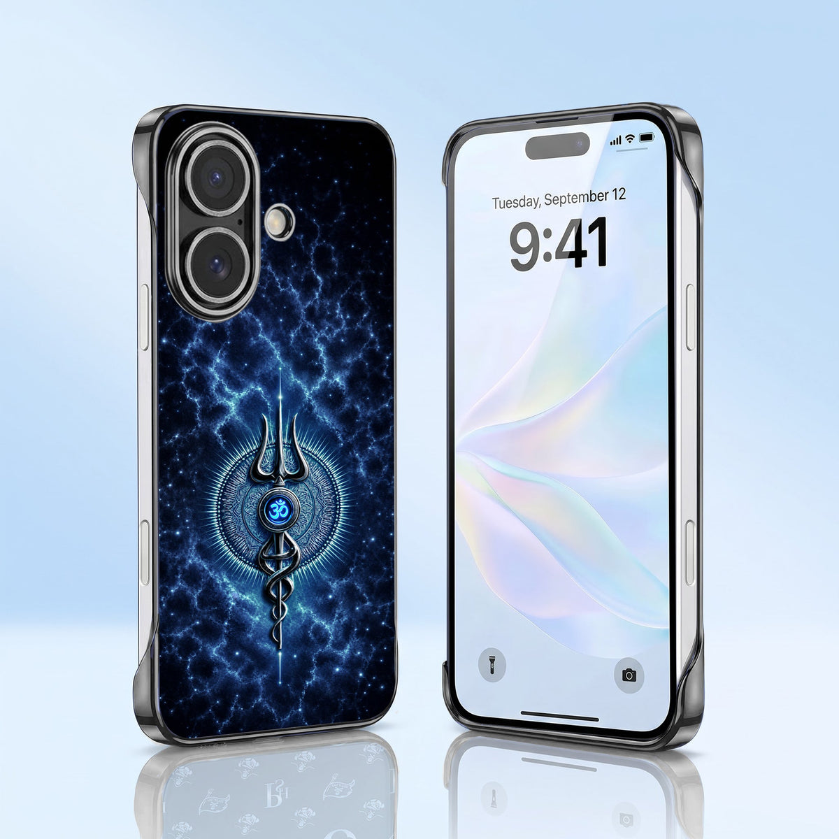 iPhone 16 Plus 5G Devine Trisul Black Printed  Frameless Back Case